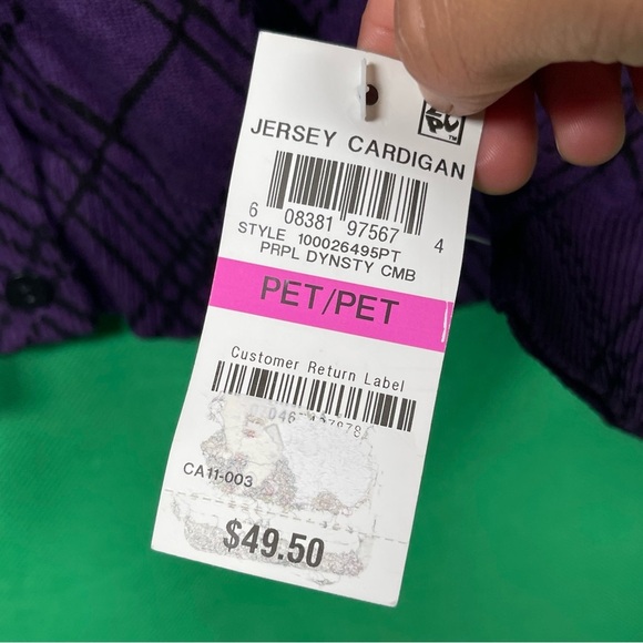 Purple Plaid Cardigan by Karen Scott Size PP - Picture 3 of 5